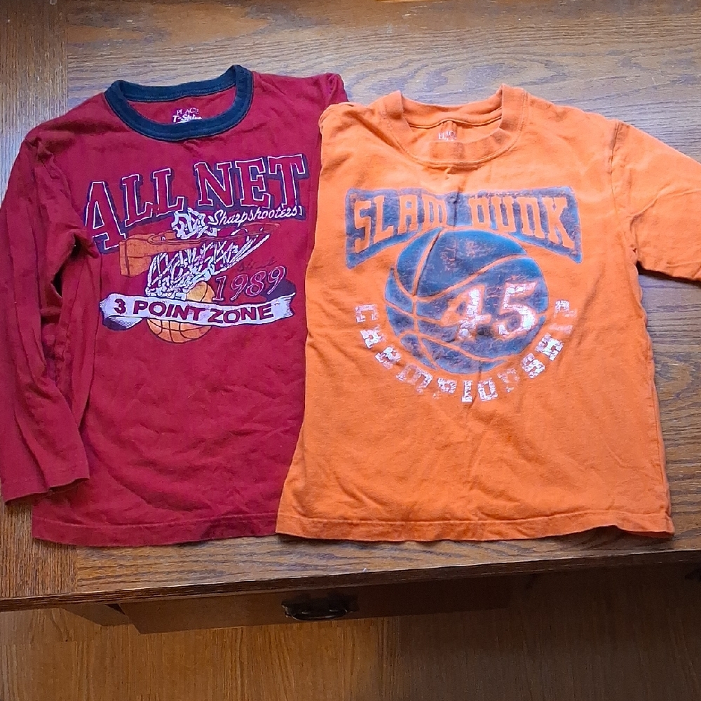 Kids Basketball Graphic Tees - Red and Orange